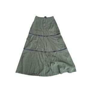 Social Collision Skirt Green XS Convertible Maxi Midi Mini Zip Off 100% Cotton
